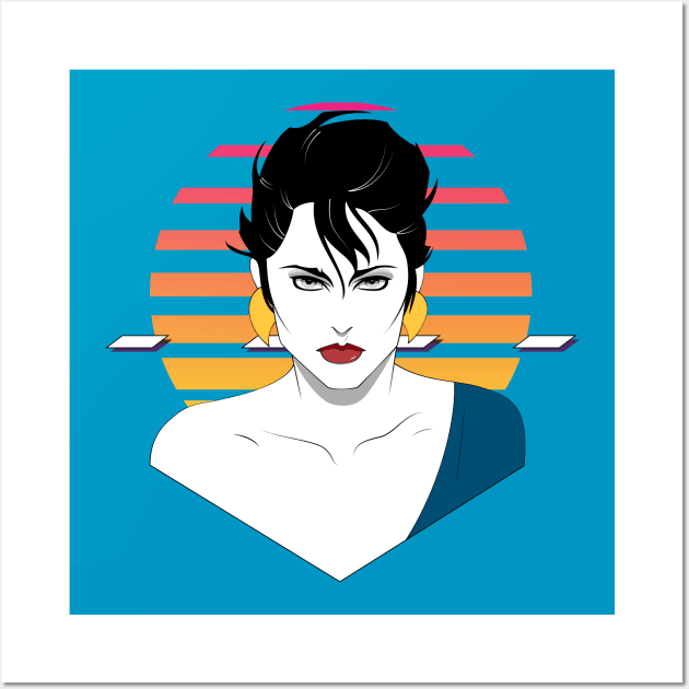 Patrick Nagel Style Vaporwave Portrait Wall Art by OldSalt